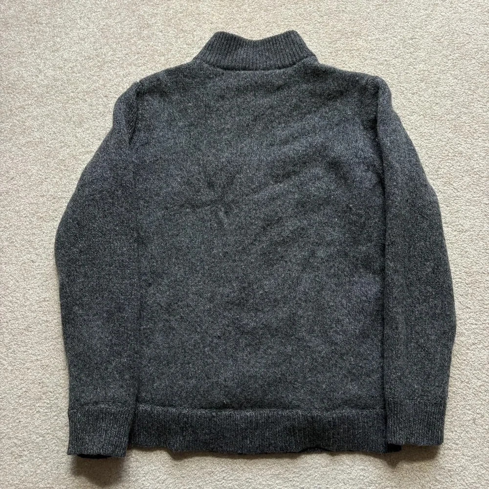 L.L.Bean Sweater LT 20x26 Gray‎ Lambswool Full Zip Mock Neck Plaid Lined Warm